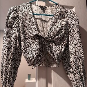 Express Black and White Animal Print Blouse